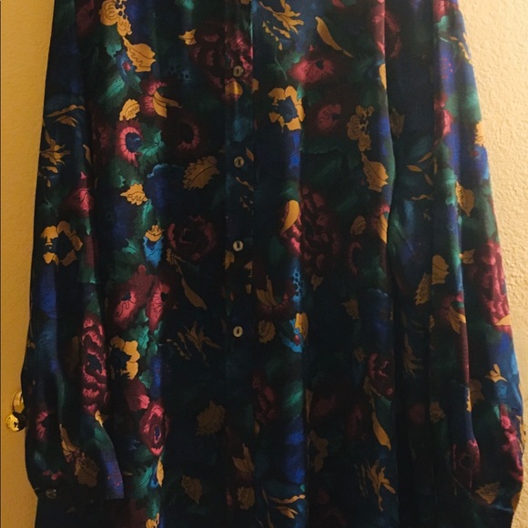 PLUS GORGEOUS PLUM, GOLD, BLUE, GREEN SHEER BLOUSE - Picture 8 of 10